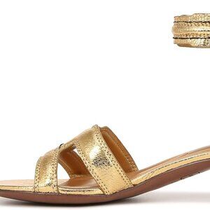 Franco Sarto Womens Nora Ankle Strap Low Block Heel Sandal Gold Metallic 6.5 M